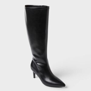 Open Box - A New Day - Women’s Nelly Under Knee Heeled Boots with Memory  Black